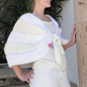 Snow Lemon Cloud Signature Cape for Women. Custom Knit Courtesy of NKS Boutique.